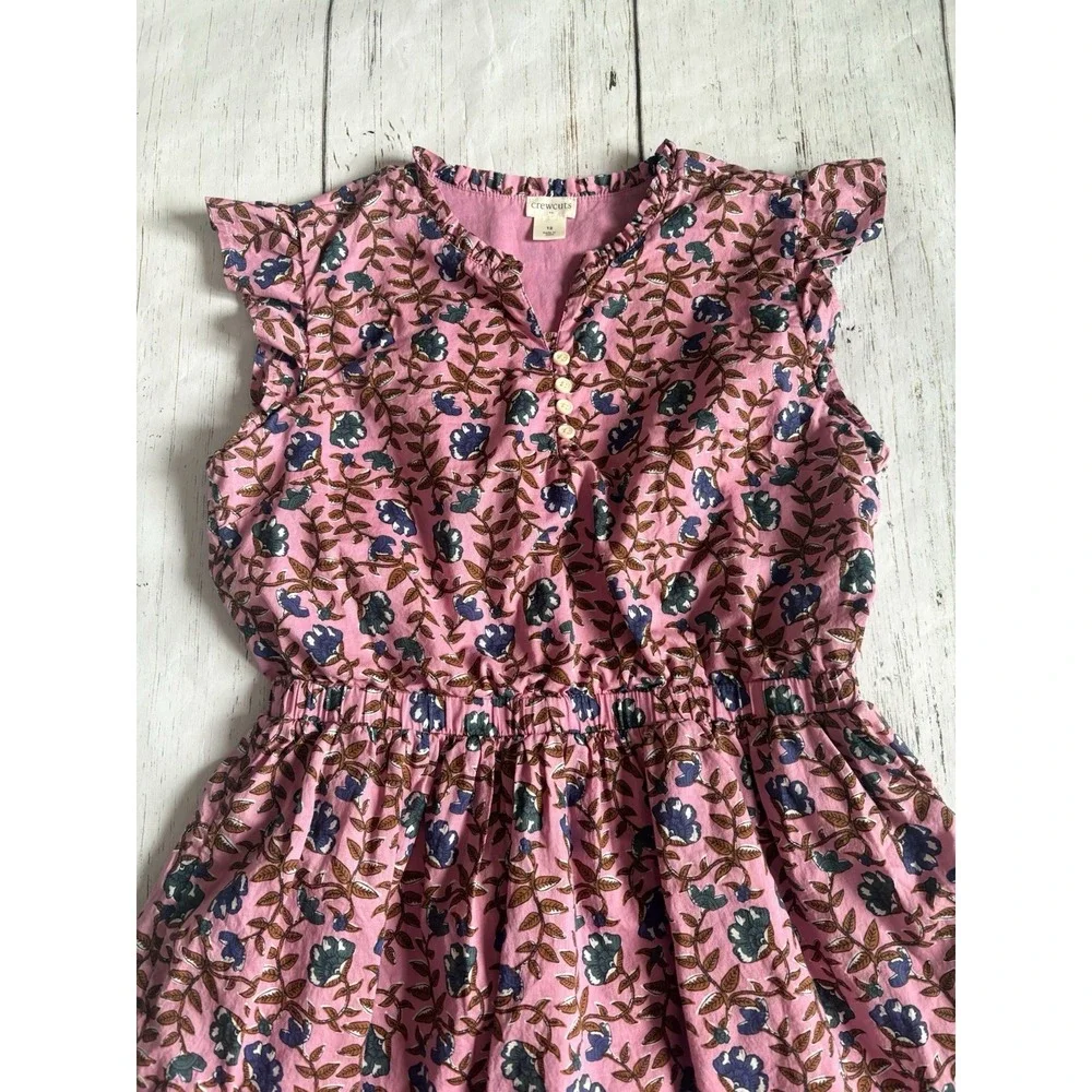 Crewcuts J Crew Girls 12 Floral‎ Print Dress Mauve Pink Flowers Cap Sleeve